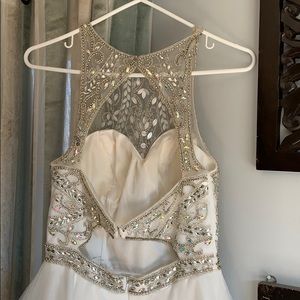 White formal dress.
